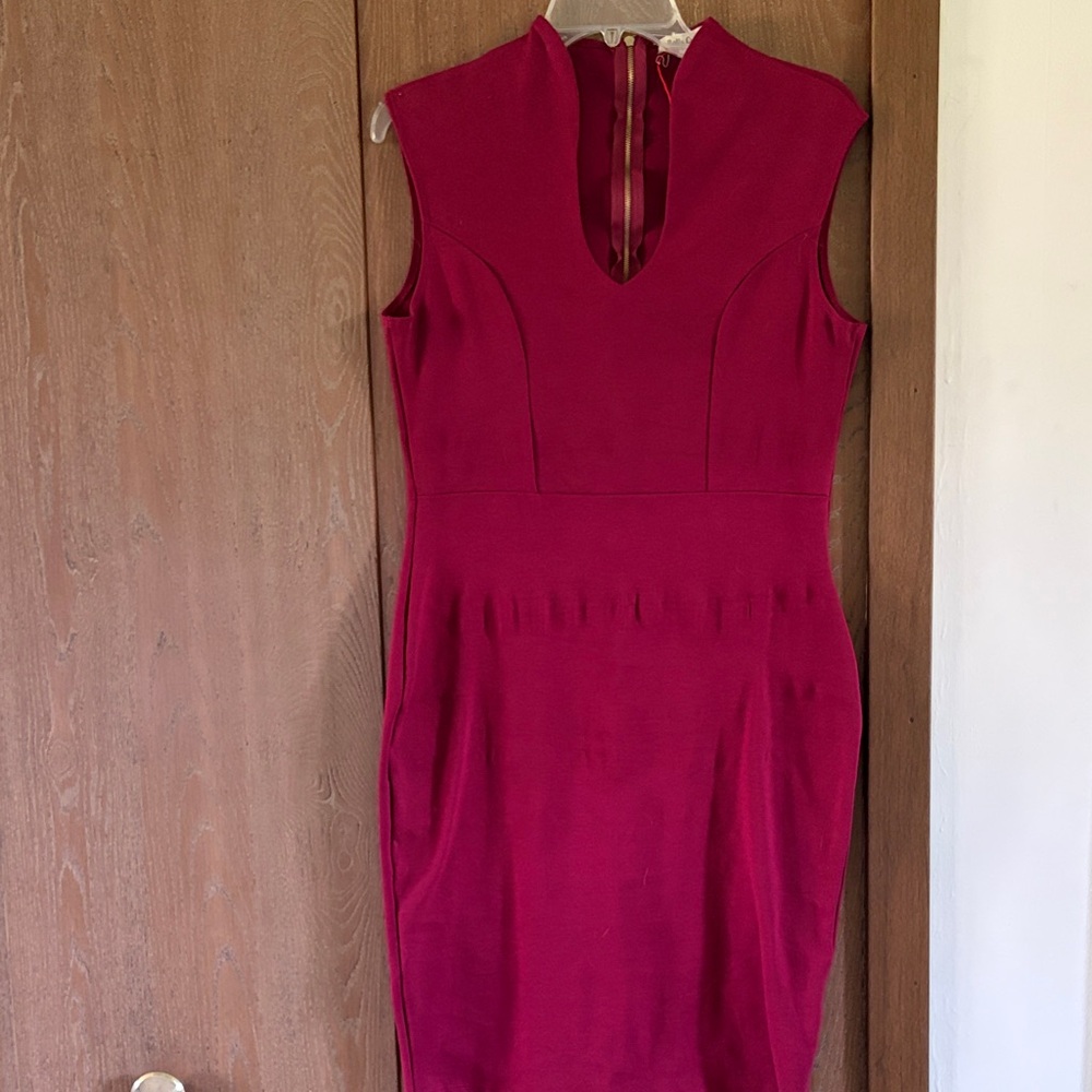 Rolla Coster Sleeveless Magenta Midi Sheath Dress